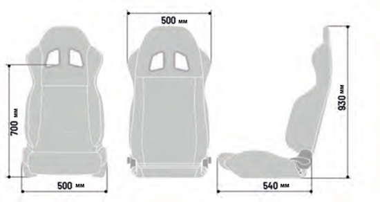 SPARCO R100 SEAT DIMENSIONS
