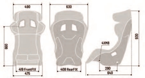 SPARCO PRO ADV QRT SEAT DIMENSION